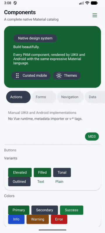 Switching the active PAM Native UI expansion panel
