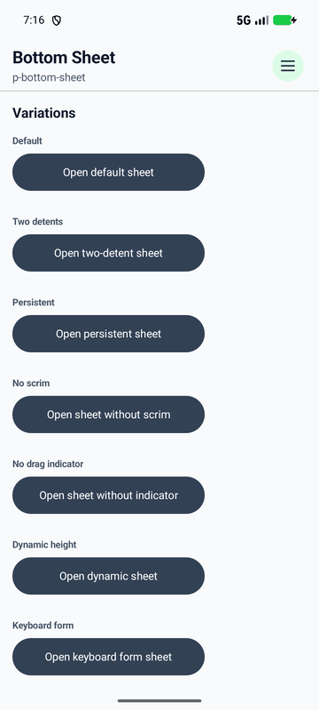Opening and interacting with a native PAM Native UI bottom sheet