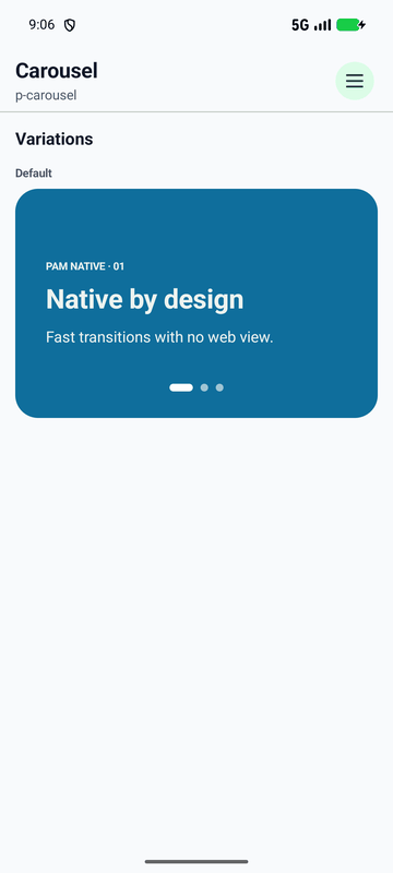 Swiping between native PAM Native UI carousel pages