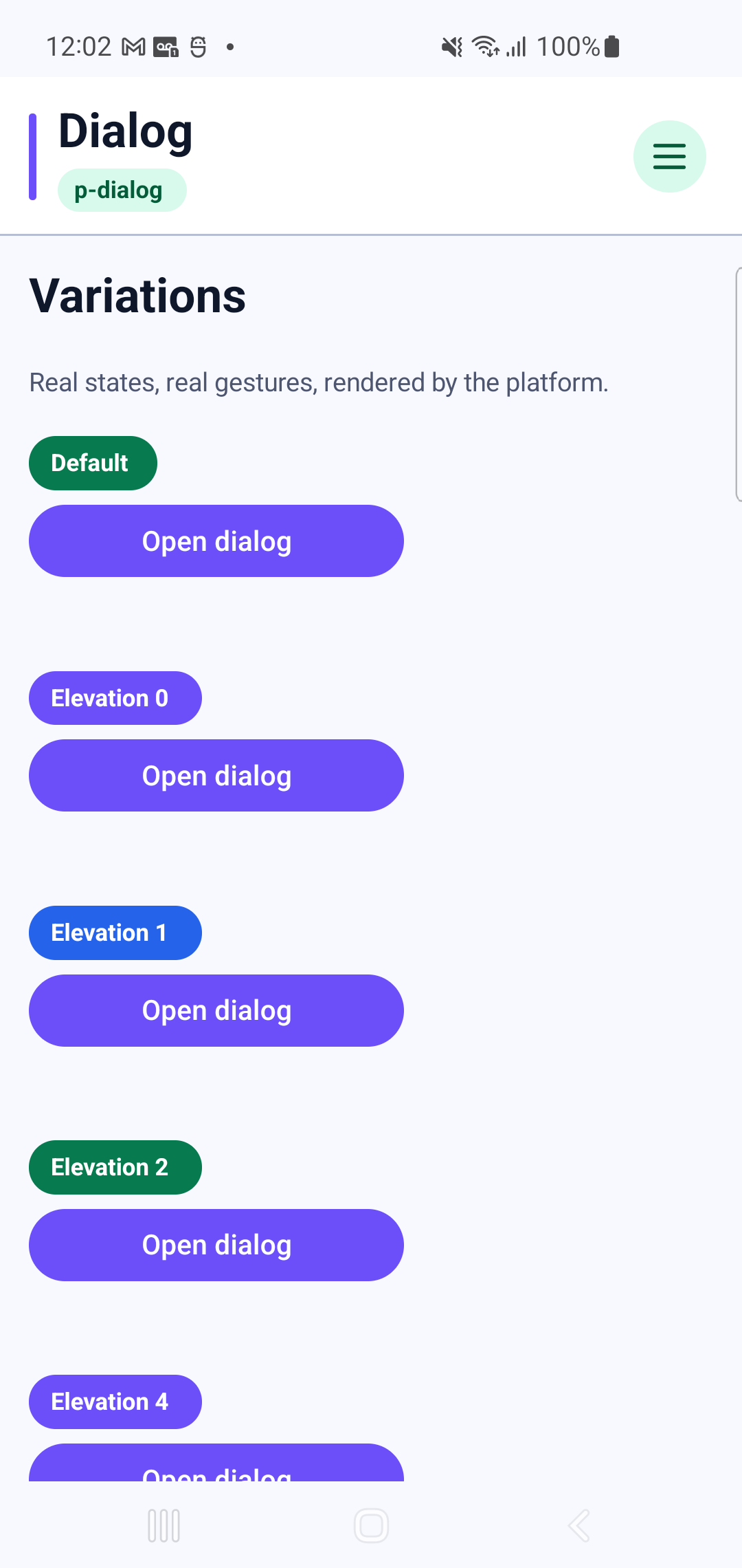 p-dialog rendered by PAM Native UI on a physical Samsung Android device